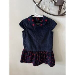 Baby‎ Gap Navy Red Polka Dot Drop Waist Velvet Dress size 5 $45